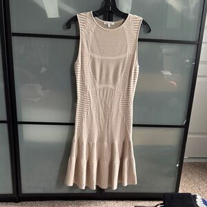 Ronny Kobo Collection Textured Knit Cream Mini Dress